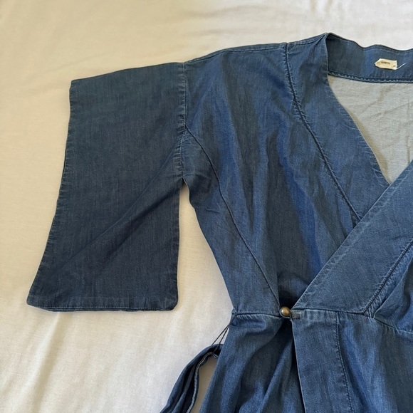 Warm Brand XS Blue Chambray Wrap Dress - Picture 5 of 10
